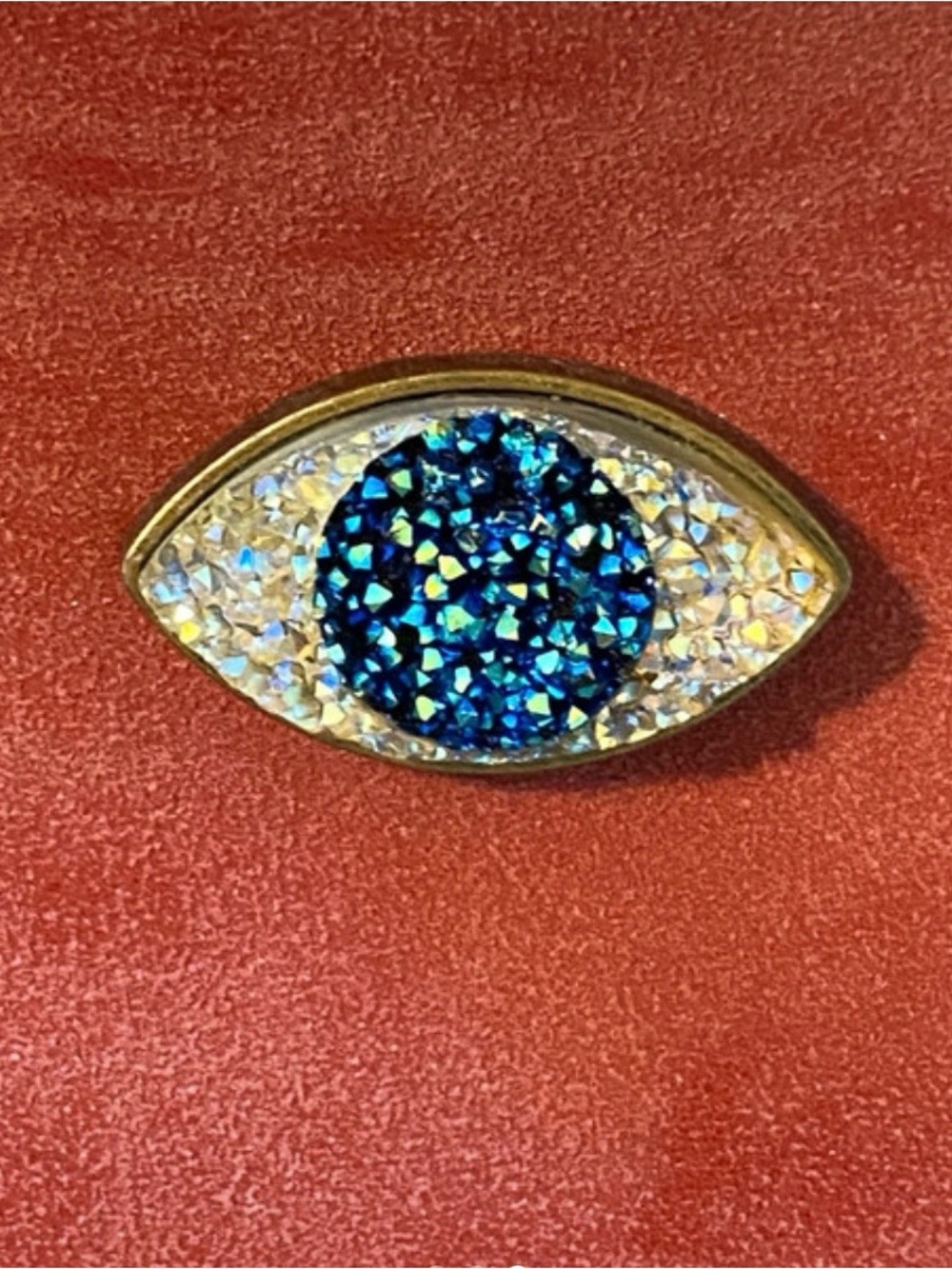 Blue Druzy Eye Pin Brooch